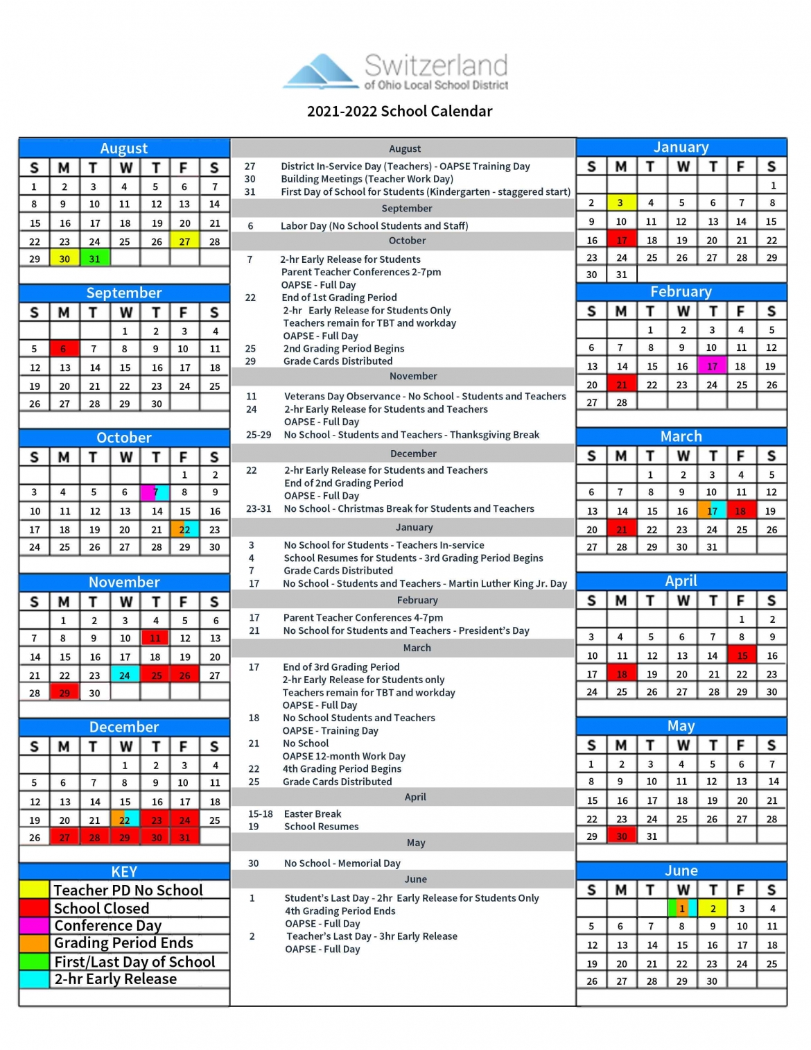 22-23 School Calendar